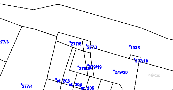 Parcela st. 277/1 v KÚ Strojetice u Podbořan, Katastrální mapa