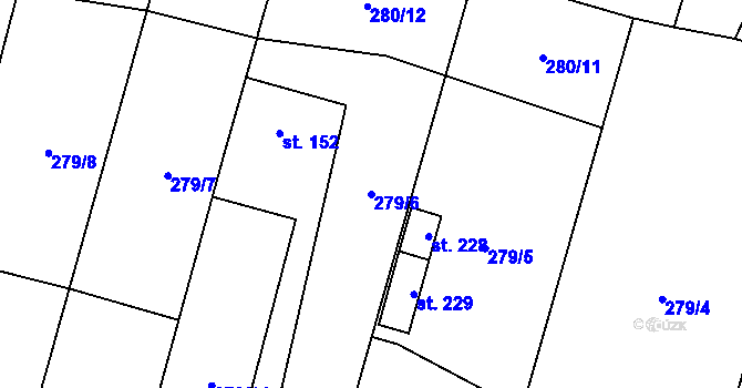 Parcela st. 279/6 v KÚ Strojetice u Podbořan, Katastrální mapa