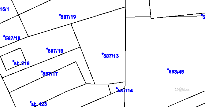 Parcela st. 587/13 v KÚ Strojetice u Podbořan, Katastrální mapa
