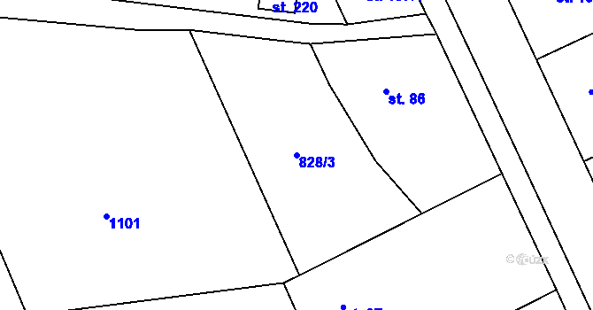 Parcela st. 828/3 v KÚ Strojetice u Podbořan, Katastrální mapa