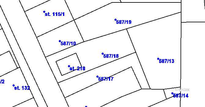 Parcela st. 587/18 v KÚ Strojetice u Podbořan, Katastrální mapa