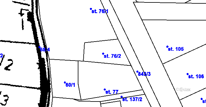 Parcela st. 76/2 v KÚ Strojetice u Podbořan, Katastrální mapa