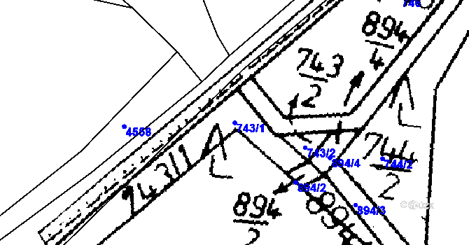 Parcela st. 743/1 v KÚ Strojetice u Podbořan, Katastrální mapa