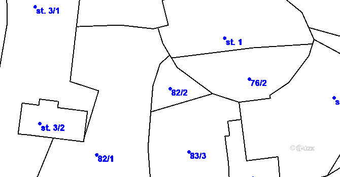Parcela st. 82/2 v KÚ Strojetice u Podbořan, Katastrální mapa