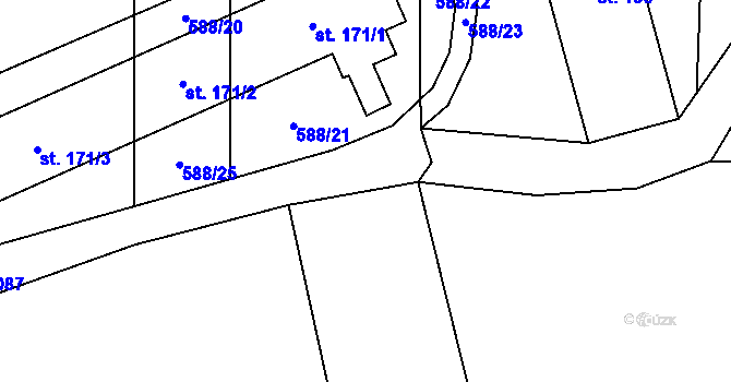 Parcela st. 588/35 v KÚ Strojetice u Podbořan, Katastrální mapa