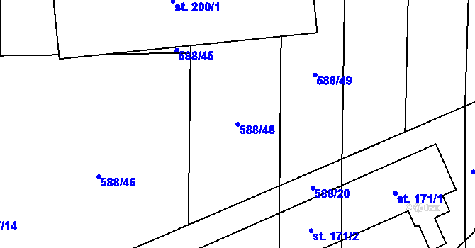 Parcela st. 588/48 v KÚ Strojetice u Podbořan, Katastrální mapa