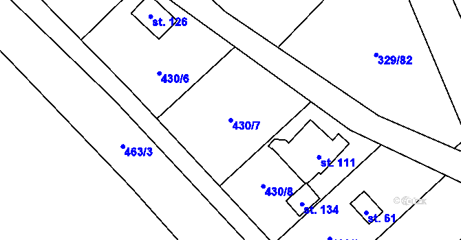 Parcela st. 430/7 v KÚ Stroupeč, Katastrální mapa