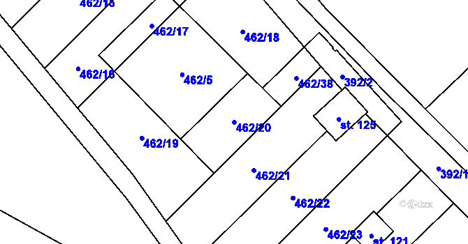 Parcela st. 462/20 v KÚ Stroupeč, Katastrální mapa