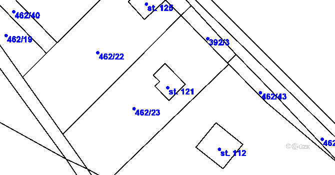 Parcela st. 121 v KÚ Stroupeč, Katastrální mapa