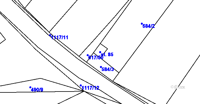 Parcela st. 85 v KÚ Struhaře, Katastrální mapa