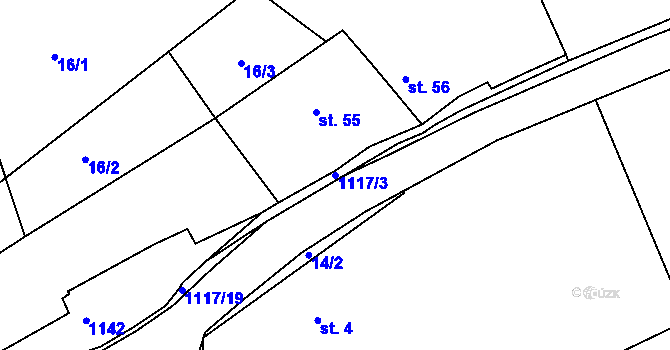 Parcela st. 1117/3 v KÚ Struhaře, Katastrální mapa