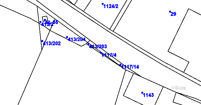Parcela st. 1117/4 v KÚ Struhaře, Katastrální mapa