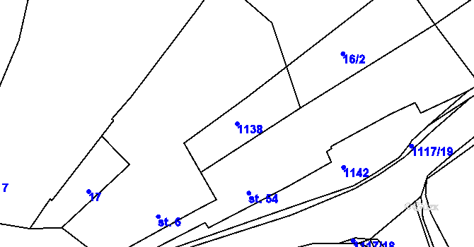 Parcela st. 1138 v KÚ Struhaře, Katastrální mapa