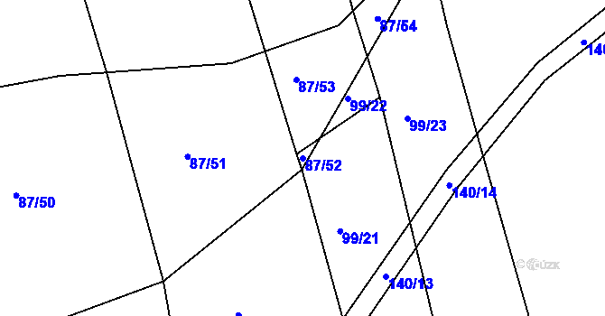 Parcela st. 87/52 v KÚ Struhaře, Katastrální mapa