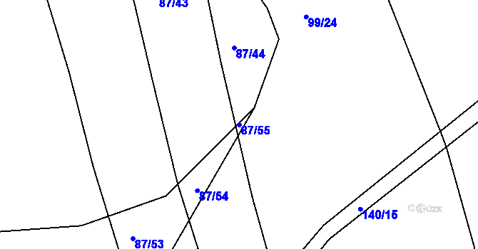 Parcela st. 87/55 v KÚ Struhaře, Katastrální mapa