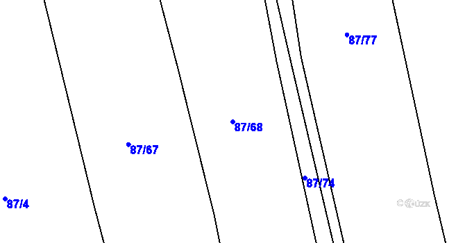 Parcela st. 87/68 v KÚ Struhaře, Katastrální mapa
