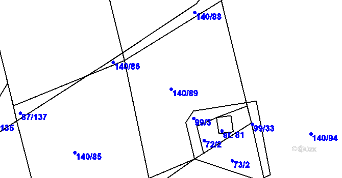 Parcela st. 140/89 v KÚ Struhaře, Katastrální mapa