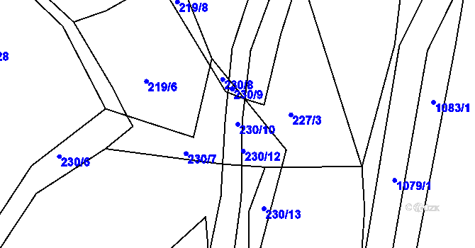 Parcela st. 230/10 v KÚ Struhaře, Katastrální mapa