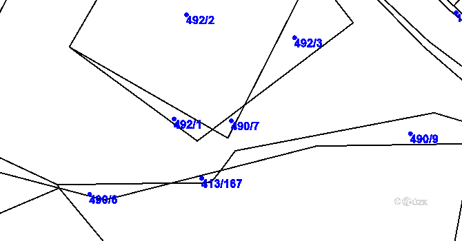 Parcela st. 490/7 v KÚ Struhaře, Katastrální mapa