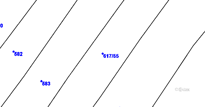 Parcela st. 617/55 v KÚ Struhaře, Katastrální mapa