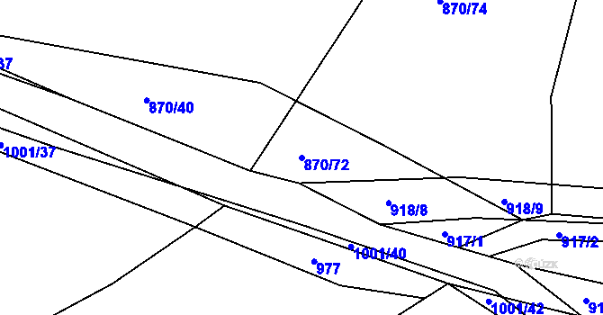 Parcela st. 870/72 v KÚ Struhaře, Katastrální mapa