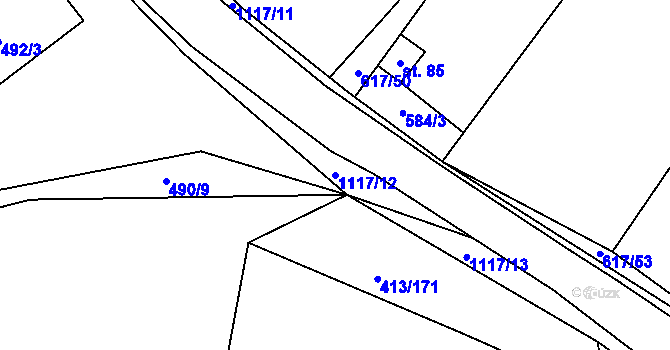 Parcela st. 1117/12 v KÚ Struhaře, Katastrální mapa