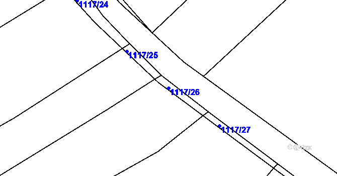 Parcela st. 1117/26 v KÚ Struhaře, Katastrální mapa