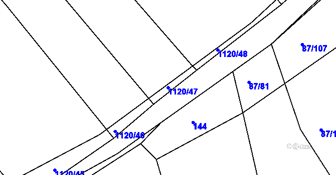 Parcela st. 1120/47 v KÚ Struhaře, Katastrální mapa