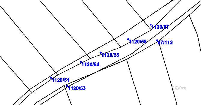 Parcela st. 1120/55 v KÚ Struhaře, Katastrální mapa