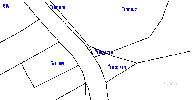 Parcela st. 1003/12 v KÚ Struhaře, Katastrální mapa