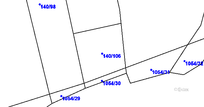 Parcela st. 140/106 v KÚ Struhaře, Katastrální mapa
