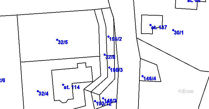 Parcela st. 32/8 v KÚ Skalice u Benešova, Katastrální mapa