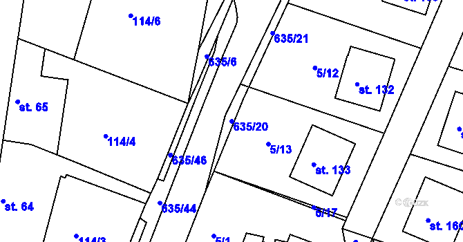 Parcela st. 635/20 v KÚ Struhařov u Benešova, Katastrální mapa