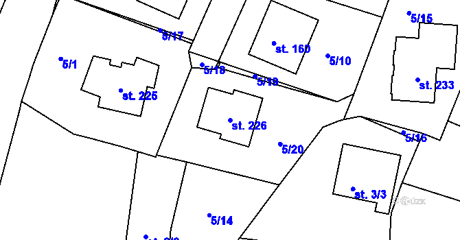 Parcela st. 226 v KÚ Struhařov u Benešova, Katastrální mapa