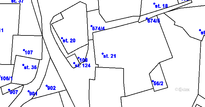 Parcela st. 21 v KÚ Struhařov u Benešova, Katastrální mapa