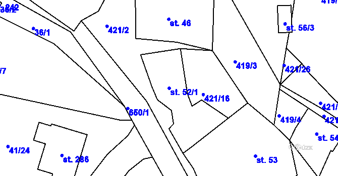 Parcela st. 52/1 v KÚ Struhařov u Benešova, Katastrální mapa