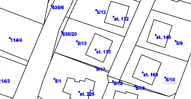 Parcela st. 133 v KÚ Struhařov u Benešova, Katastrální mapa