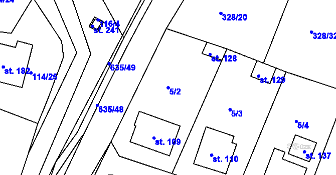 Parcela st. 5/2 v KÚ Struhařov u Benešova, Katastrální mapa