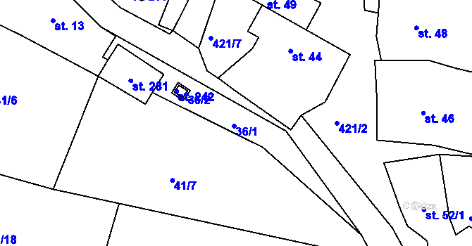 Parcela st. 36 v KÚ Struhařov u Benešova, Katastrální mapa