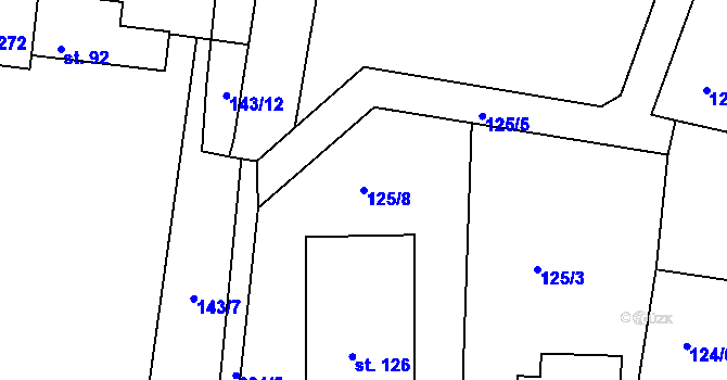 Parcela st. 125/8 v KÚ Struhařov u Benešova, Katastrální mapa