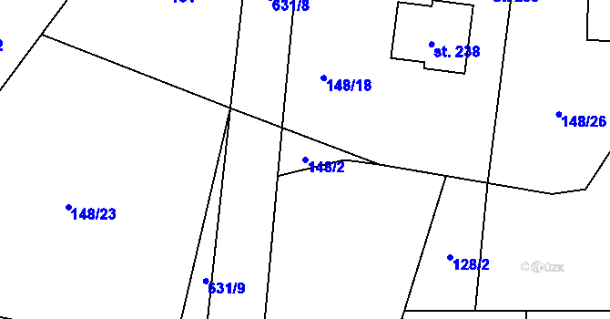 Parcela st. 148/2 v KÚ Struhařov u Benešova, Katastrální mapa