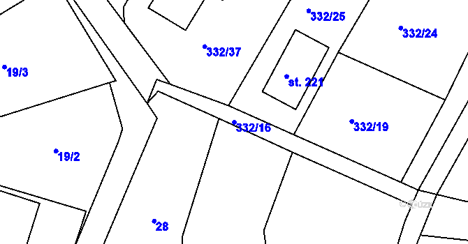 Parcela st. 332/16 v KÚ Struhařov u Benešova, Katastrální mapa