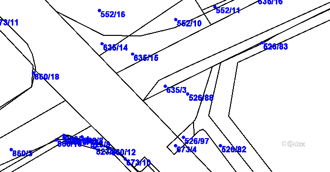 Parcela st. 635/3 v KÚ Struhařov u Benešova, Katastrální mapa