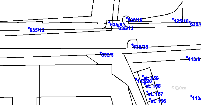 Parcela st. 635/5 v KÚ Struhařov u Benešova, Katastrální mapa