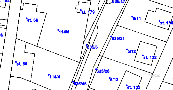 Parcela st. 635/6 v KÚ Struhařov u Benešova, Katastrální mapa