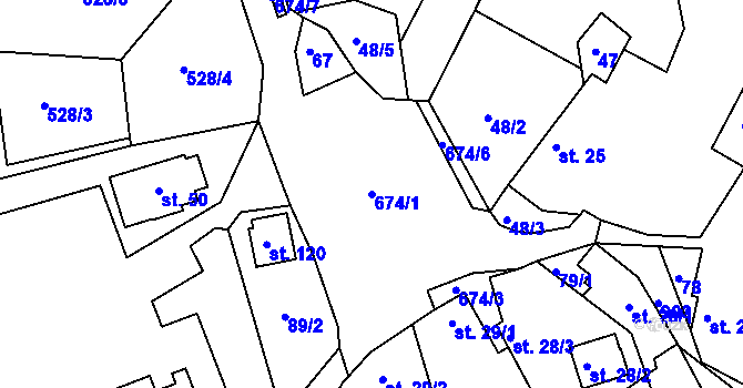 Parcela st. 674/1 v KÚ Struhařov u Benešova, Katastrální mapa