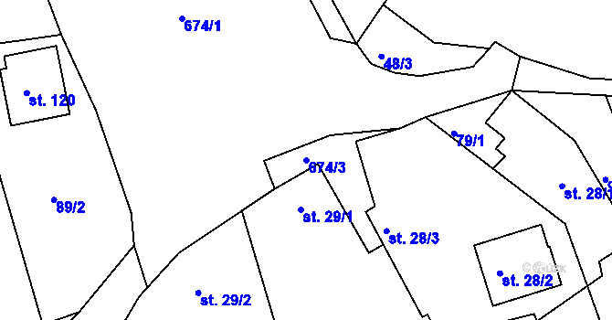 Parcela st. 674/3 v KÚ Struhařov u Benešova, Katastrální mapa