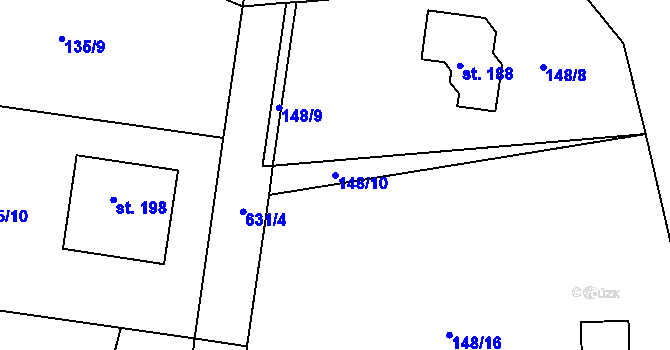 Parcela st. 148/10 v KÚ Struhařov u Benešova, Katastrální mapa