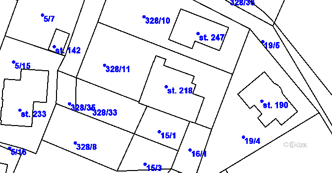 Parcela st. 218 v KÚ Struhařov u Benešova, Katastrální mapa