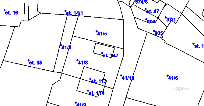 Parcela st. 147 v KÚ Struhařov u Benešova, Katastrální mapa